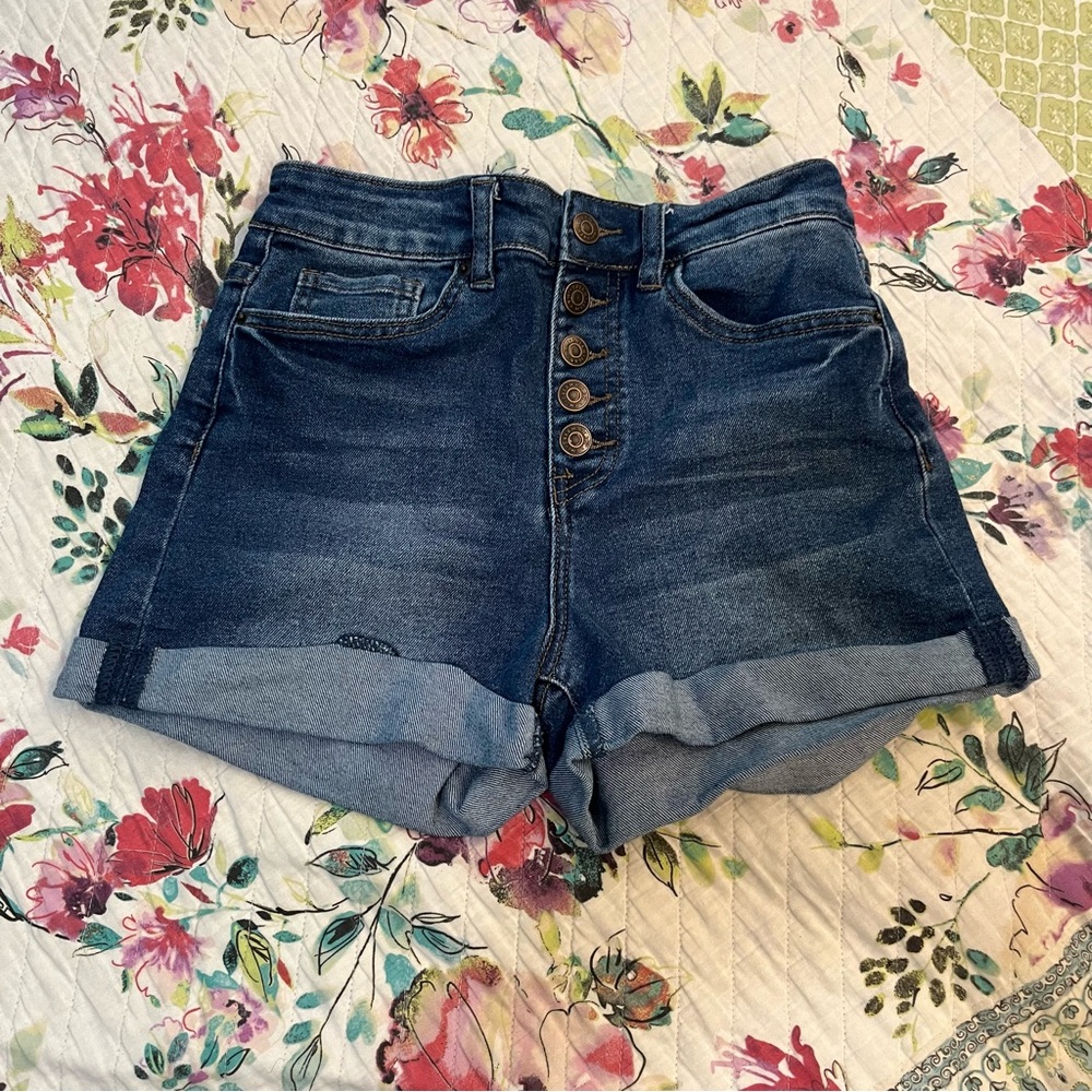 High waist button up shorts